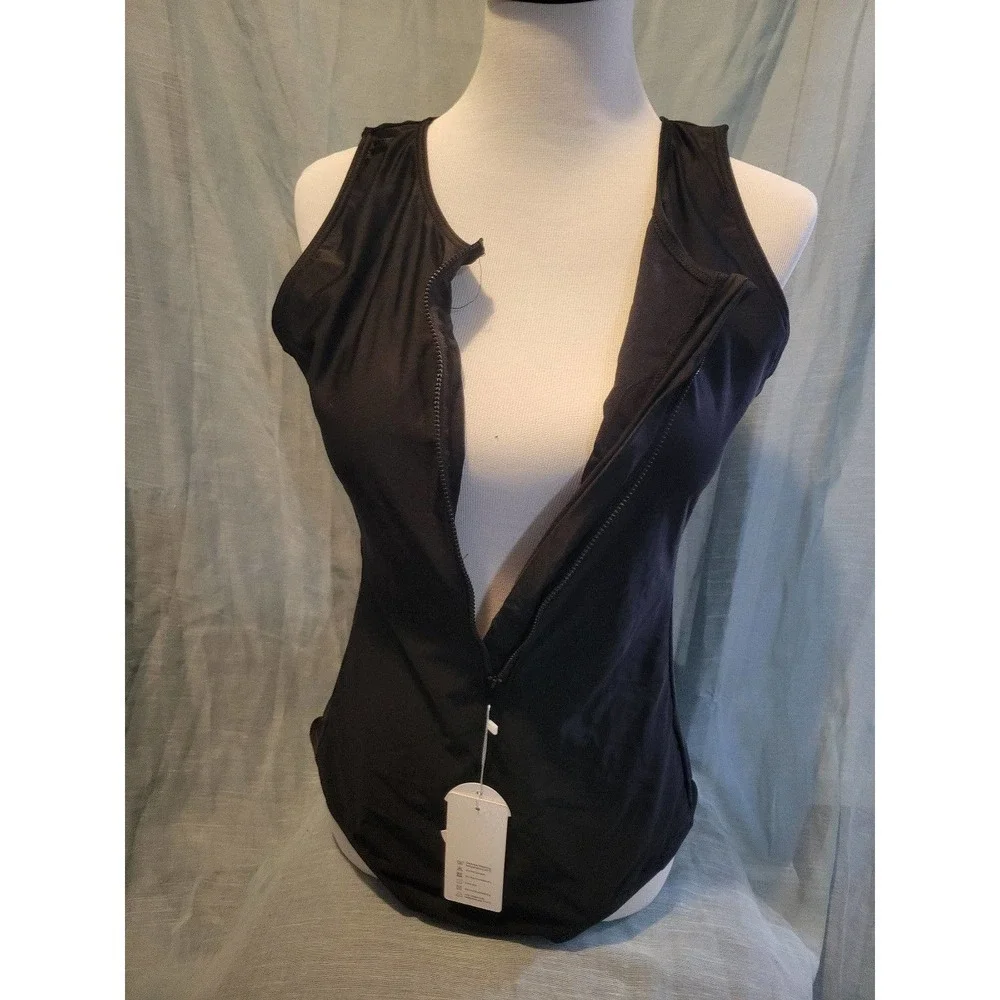 NWT Black, zip up, One Piece Swimsuit 2xl